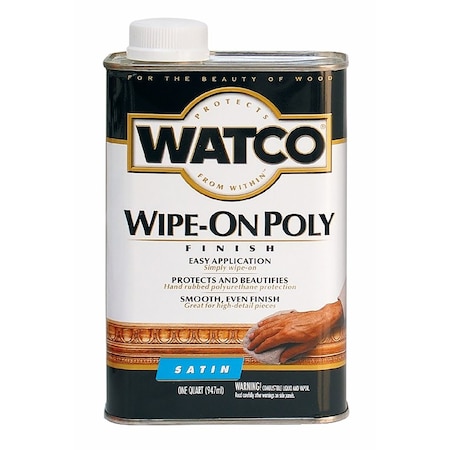 Watco Watco Wipe On Poly Transparent Satin Clear Water-Based Urethane Modified Alkyd Polyurethane 1 qt 68141